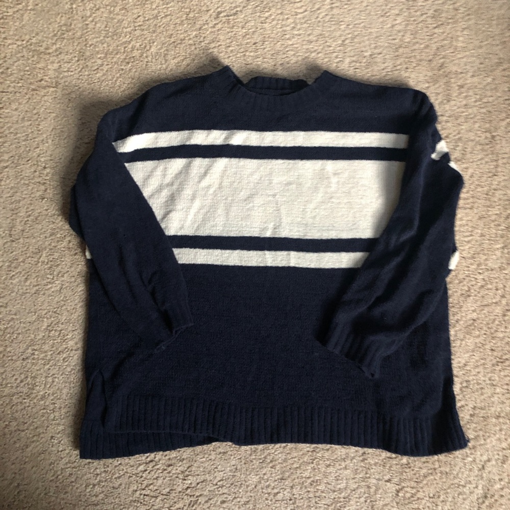 American Eagle Oversize Striped Sweater - Navy Blue - Size M